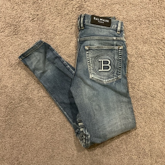 Balmain Paris Vintage Tapered MOTO Jeans Pants Back to School Y2K sz 29 Like New - Picture 9 of 11